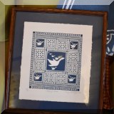 A61. Framed quilt print. Signed by artist.